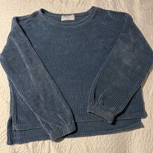 Old Navy Washed Blue Ribbed Crewneck Sweater